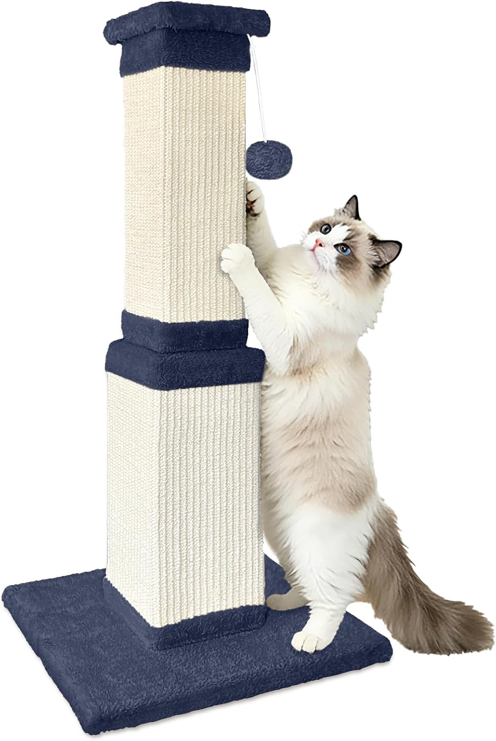 Cat Scratching Post for Indoor Cats, 32Inch Sisal Cat Scratcher, Beige