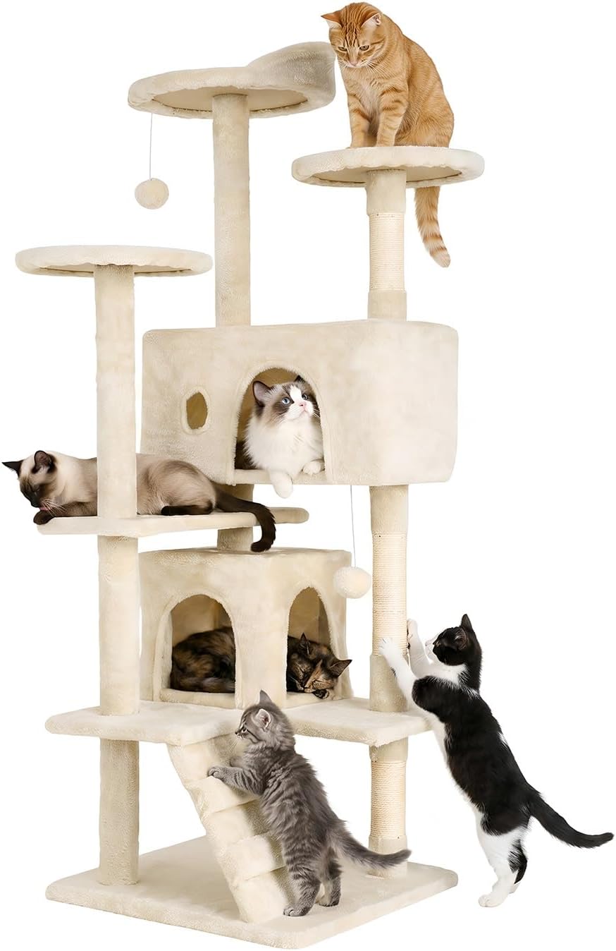 FDW | 54" Cat Tree Tower | Dark Gray | Multi-Level Indoor Activity Center