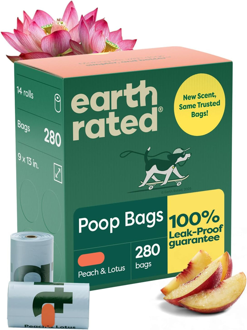 Earth Rated Dog Poop Bags on Refill Rolls, 270 Bags, Lavender