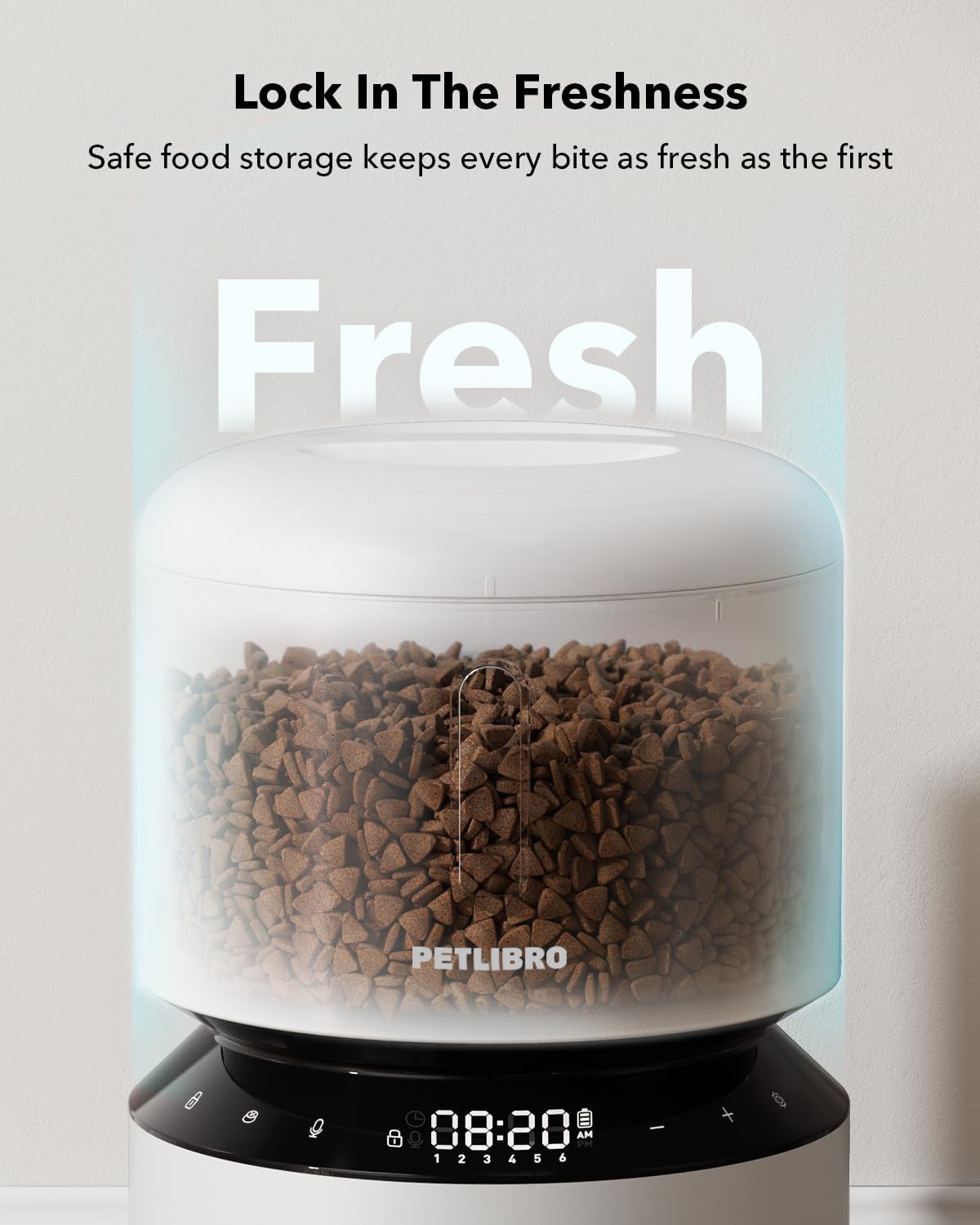 PETLIBRO Automatic Cat Feeder,Programmable Pet Food DISP. w/Freshness Prev.,Timed Portion Control,Voice Meal Call,Dual Power Supply,Feeding for Cats/Small Dogs White,3l-Basic No Cam&app (Pack of 6)