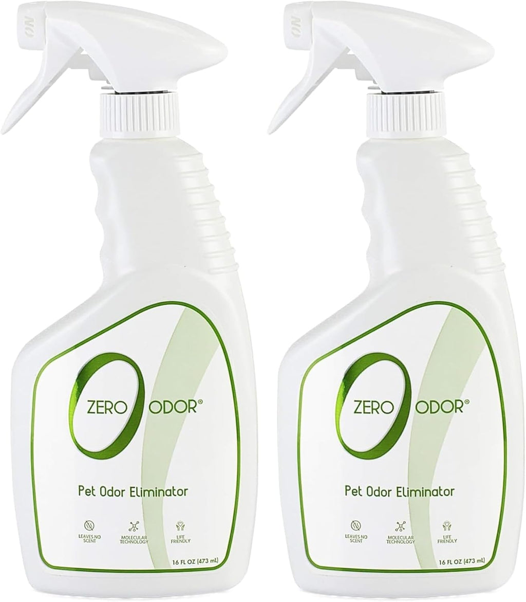 Zero Odor Pet Odor Eliminator, Air and Surface Odor Remover for Carpet, Furniture, and Pet Beds, Trigger Spray, 16 fl oz (Pack of 2)
