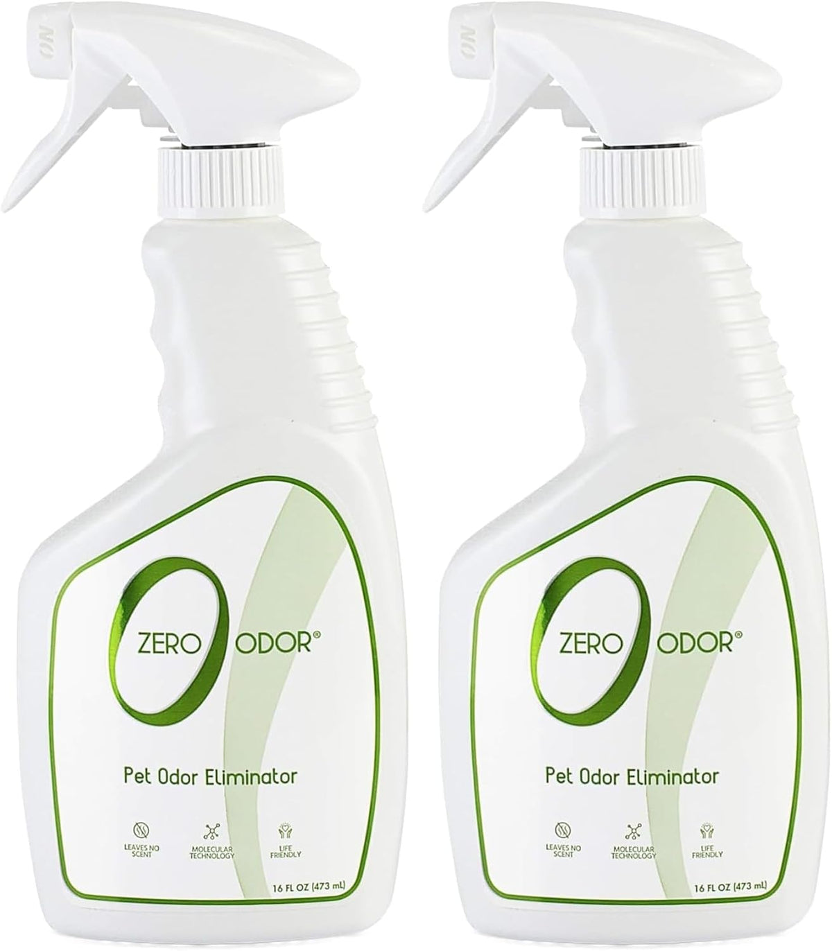 Zero Odor Pet Odor Eliminator, Air and Surface Odor Remover for Carpet, Furniture, and Pet Beds, Trigger Spray, 16 fl oz (Pack of 2)