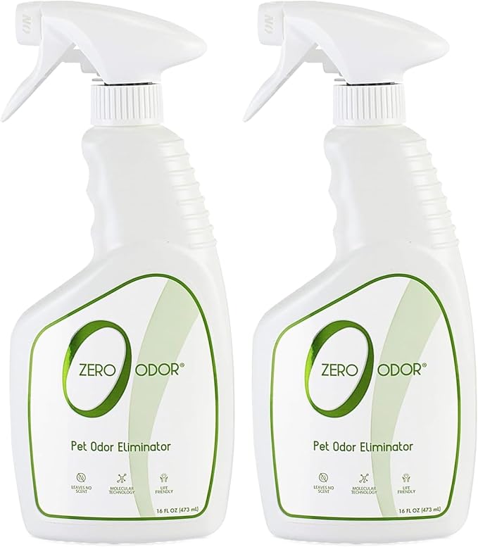 Zero Odor Pet Odor Eliminator, Air and Surface Odor Remover for Carpet, Furniture, and Pet Beds, Trigger Spray, 16 fl oz (Pack of 2)