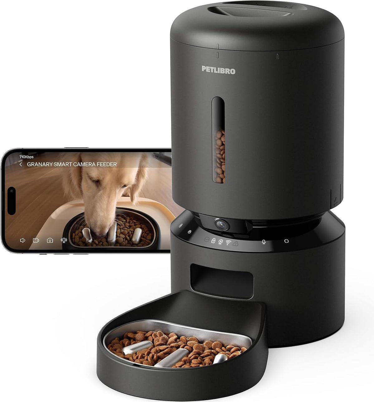 PETLIBRO Automatic Cat Feeder, 5G WiFi Automatic Dog Food Dispenser with Freshness Preservation, 5L Timed Pet Feeder with Low Food Sensor, Up to 10 Meals Per Day, Granary Black
