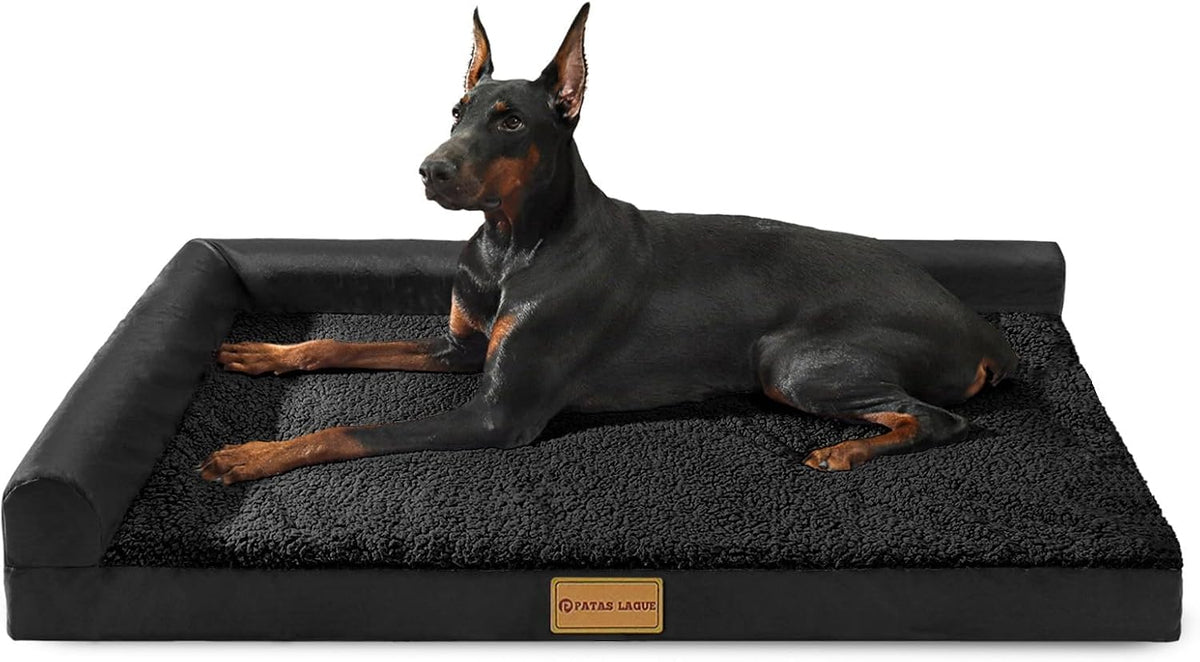 Patas Lague Orthopedic Large Dog Bed Washable Pet Sofa Bed 36''X24'' Black