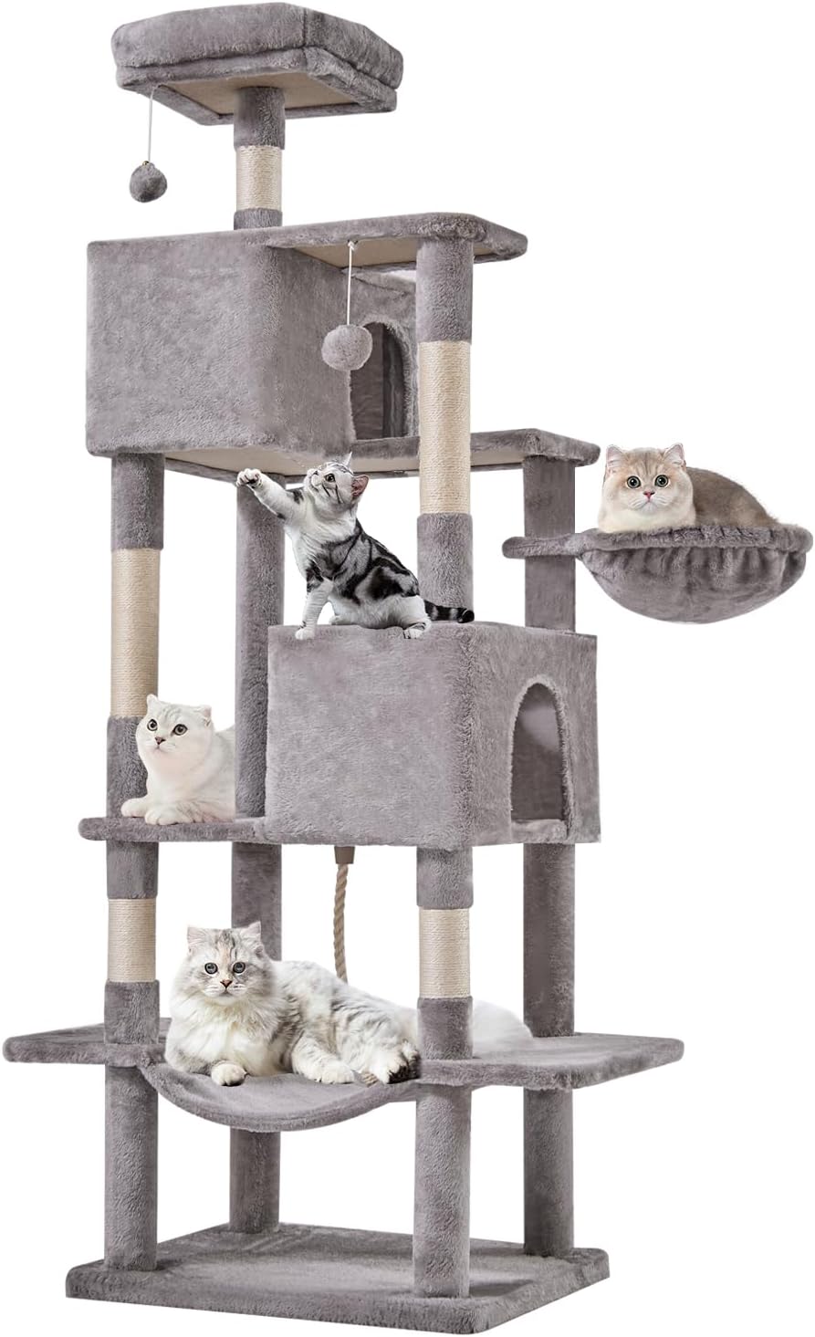 Large 66 Inch Cat Tree Tower with Sisal Scratching Post