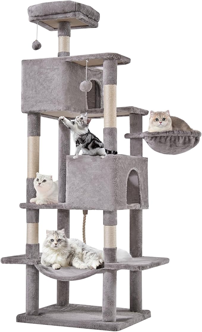 Large 66 Inch Cat Tree Tower with Sisal Scratching Post