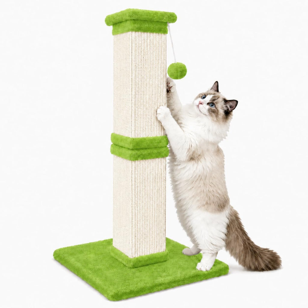 Cat Scratching Post for Indoor Cats, 32Inch Sisal Cat Scratcher, Beige