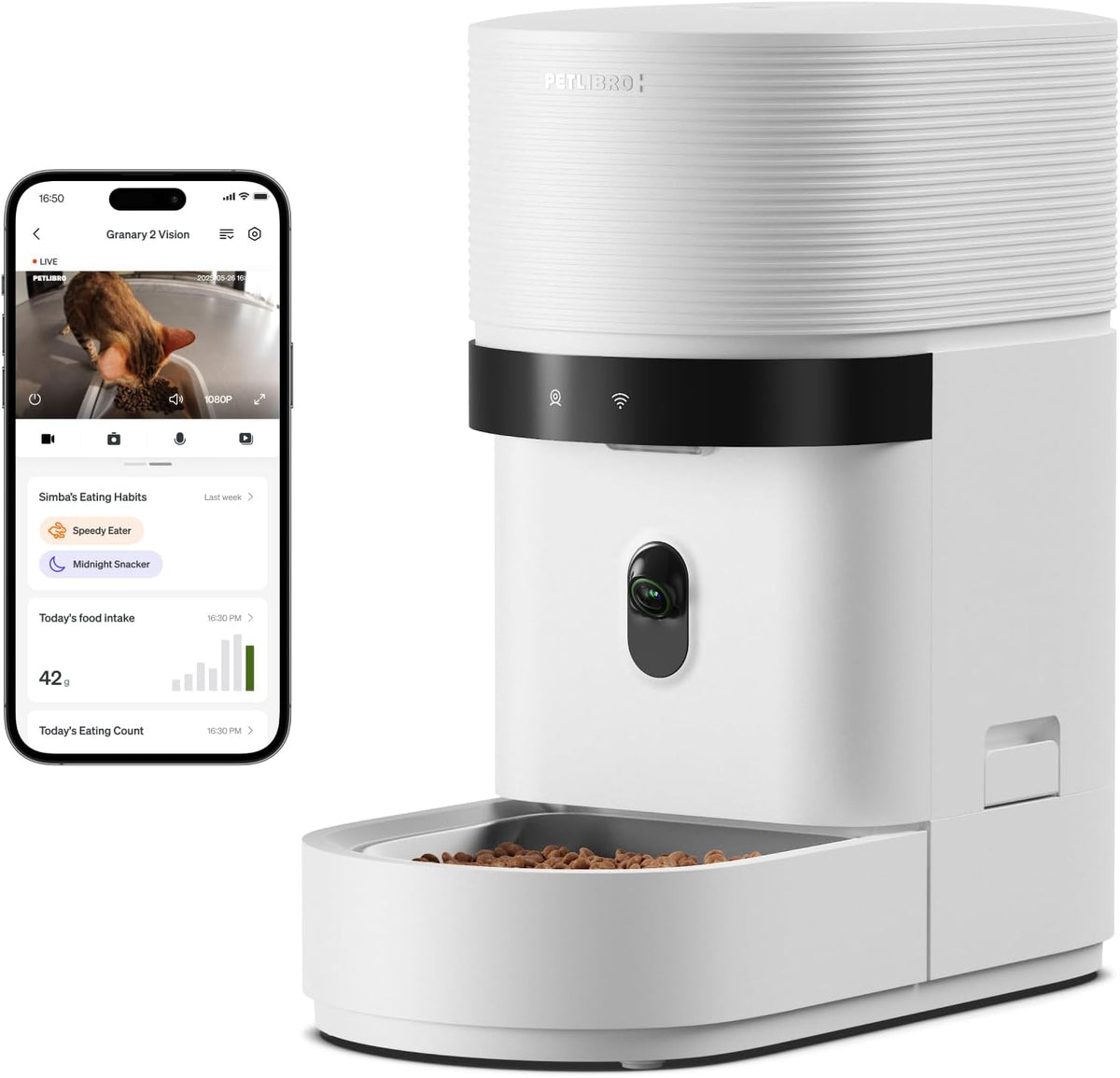 PETLIBRO Automatic Cat Feeder for 2 Cats, AI Recognition Camera Intake Log