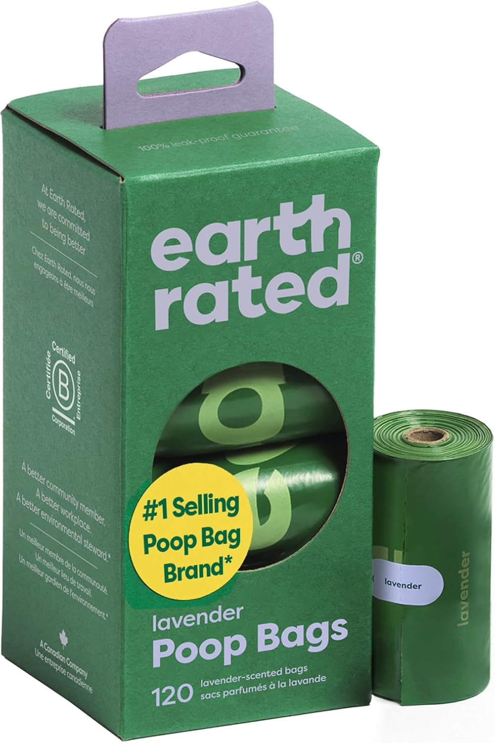 Earth Rated Dog Poop Bags on Refill Rolls, 270 Bags, Lavender