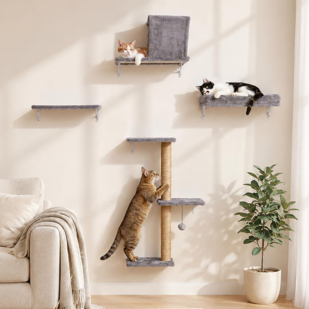 FUKUMARU Cat Wall Shelves, 4 in 1 Set, Beige