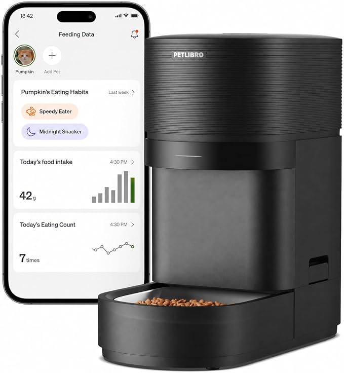 PETLIBRO Automatic Cat Feeder | Smart Scale Tracks Actual Food Intake, 5G & 2.4G WiFi, 5L Automatic Cat Food Dispenser with Low Food Sensor, Up to 10 Meals Per Day, Smart Refilling Mode, Granary 2