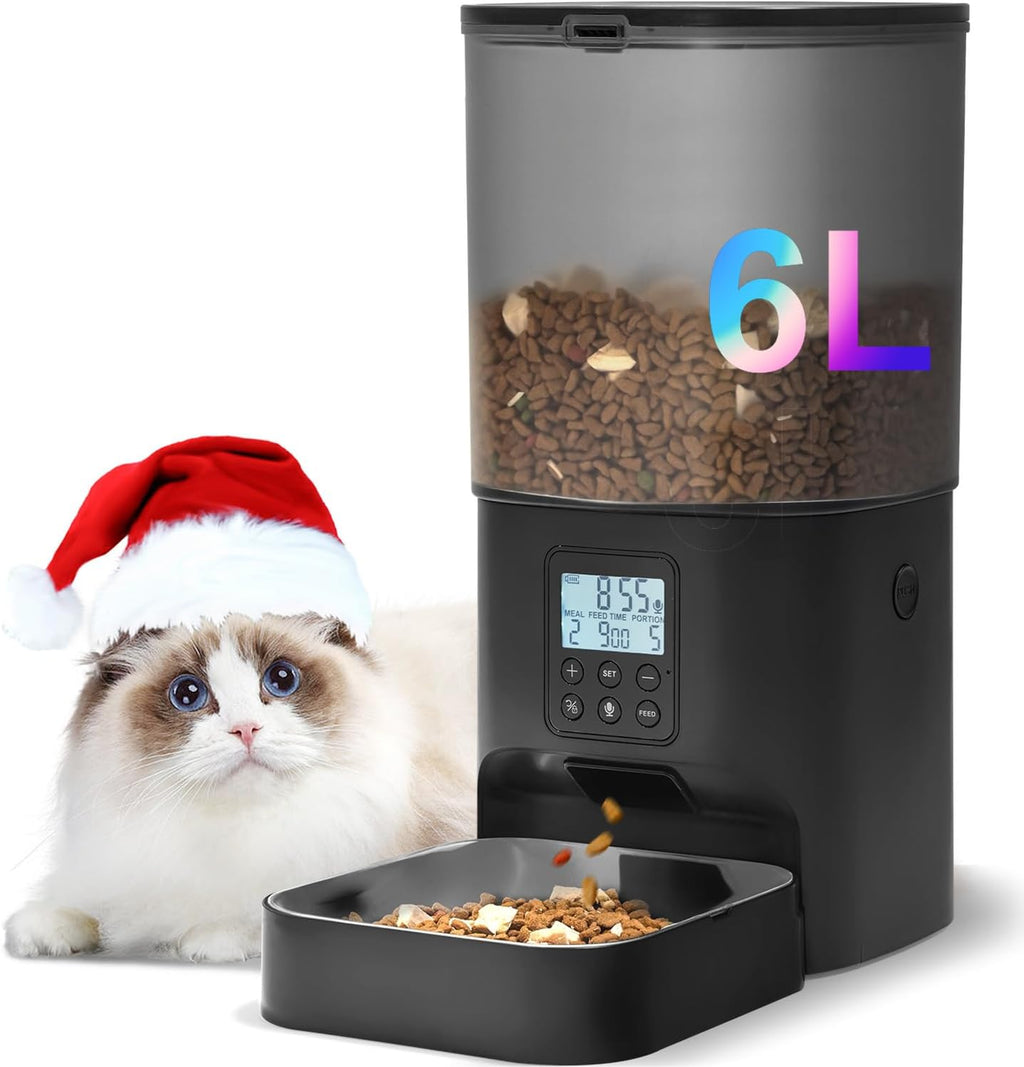 Automatic Cat Feeder, 4L Cat Food Dispenser with 10s Voice Recorder, Pet Feeder up to 8 Meals per Day, Timed Feeder with Dry Food Sealed Ring