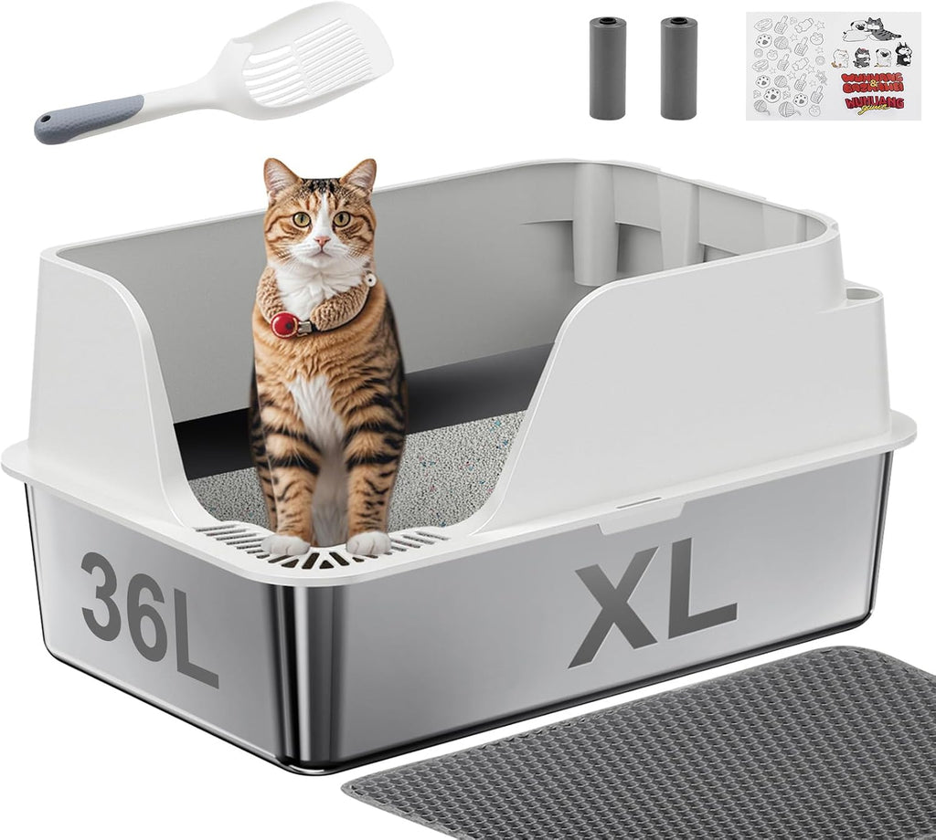 Open-Top Automatic Litter Box, Odor Control, Ready to Use, Self Cleaning