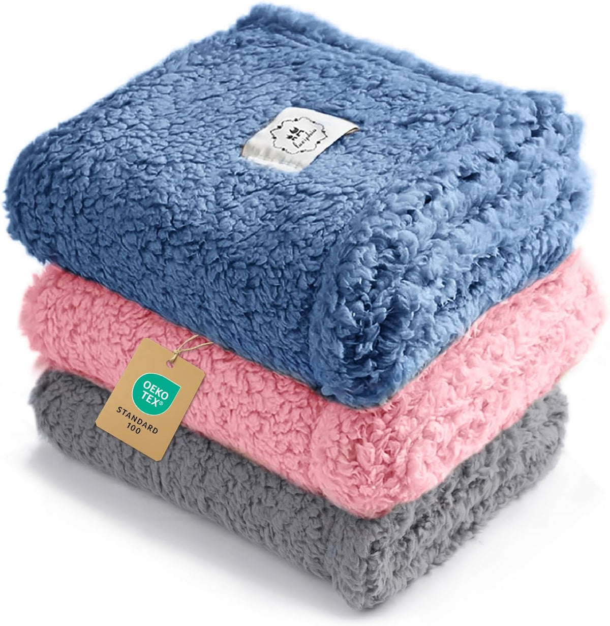 1 Pack 3 Calming Blankets Fluffy Premium Fleece Pet Blanket Soft Sherpa Throw for Dog Puppy Cat Beige Medium (30" x20'')
