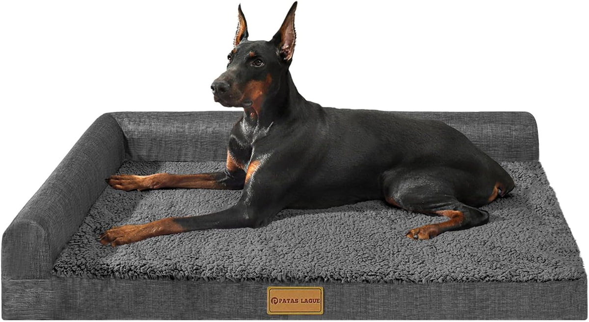 Patas Lague Orthopedic Large Dog Bed Washable Pet Sofa Bed 36''X24'' Black