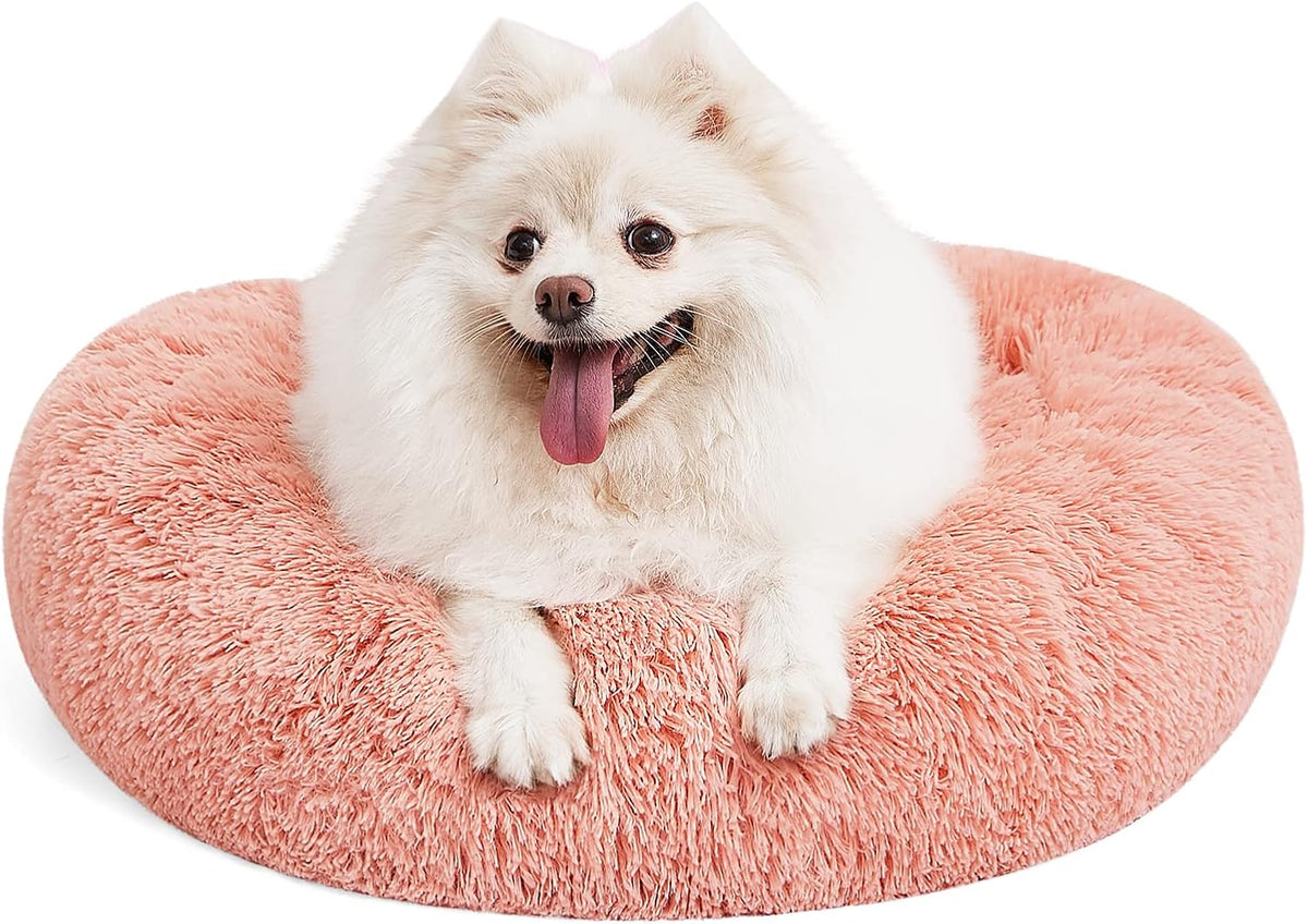 MIXJOY Orthopedic Dog Bed Comfortable Donut Cuddler Round Pet Beds Ultra Soft Washable Dog and Cat Cushion (20''/23''/30'') (23'', Brown)