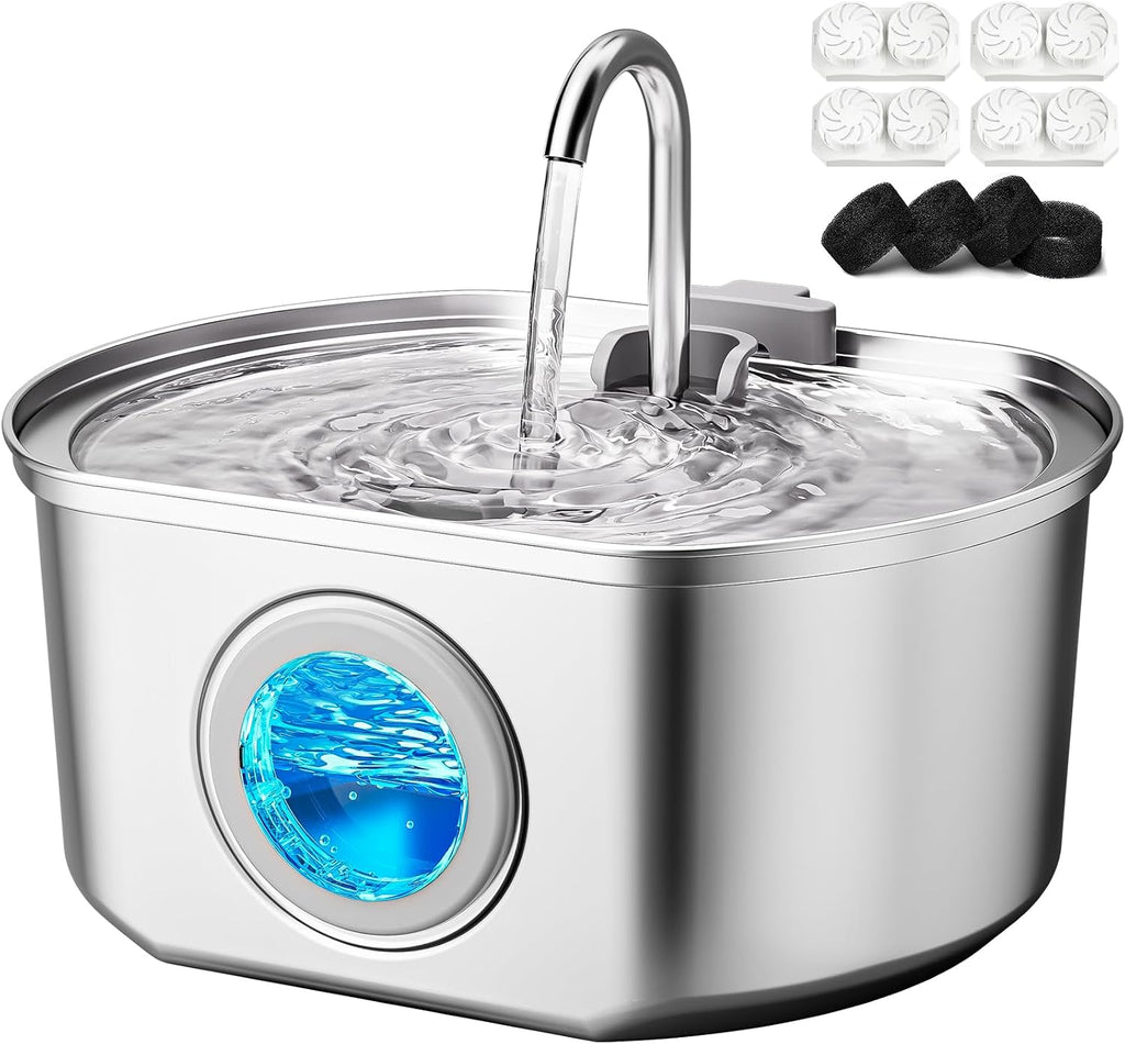Cat Water Fountain Stainless Steel: 74oz/2.2L Cat Fountain for Drinking