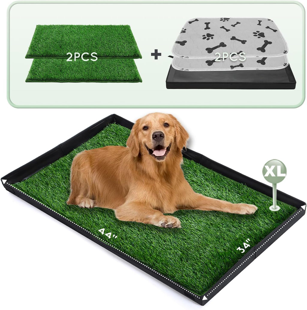 HQ4US 4LEGS Grass Pee Pads for Dogs Potty with Foldable Dog Litter Box