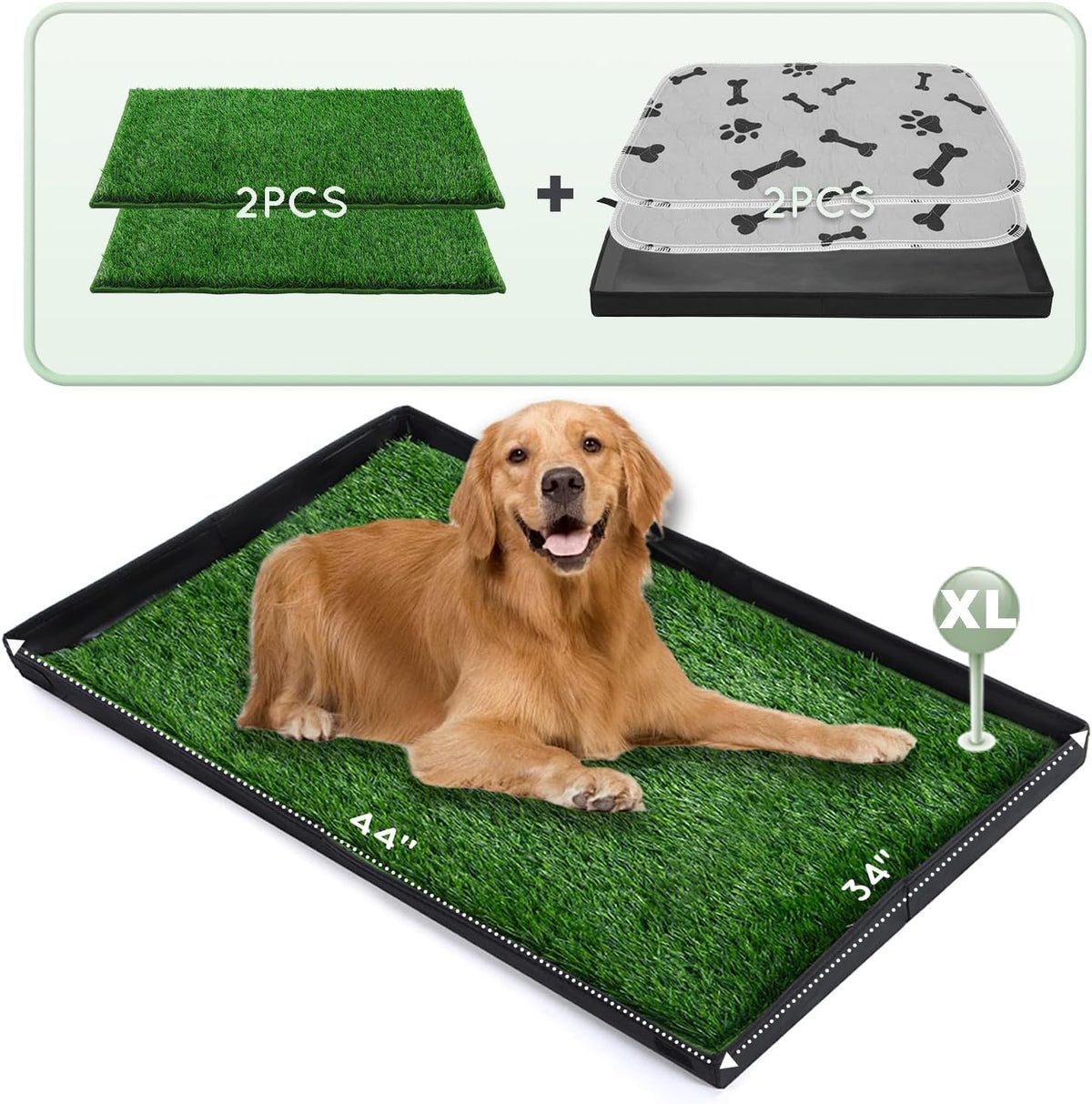 HQ4US 4LEGS Grass Pee Pads for Dogs Potty with Foldable Dog Litter Box