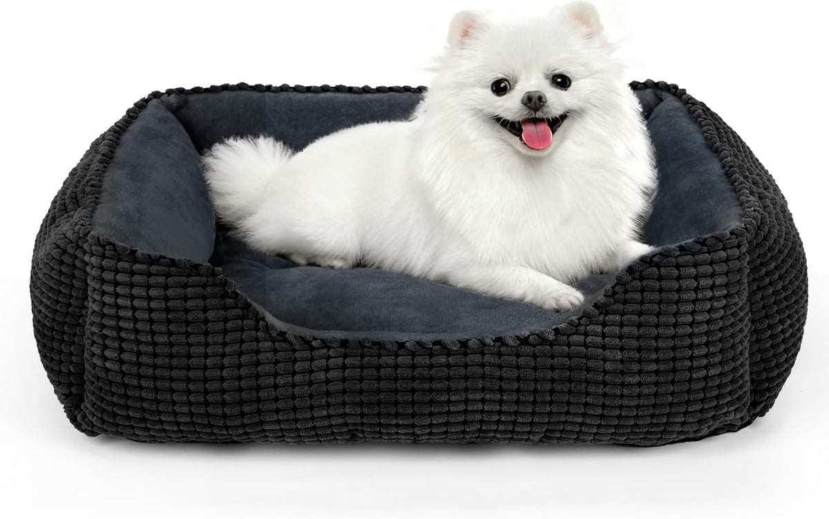 MIXJOY Dog Bed for Large Medium Small Dogs, Rectangle Washable Sleeping Puppy Bed, Soft Calming Cat Beds for Indoor Cats, Orthopedic Pet Sofa Bed, Anti-Slip Bottom with Multiple Size (25'', Grey)