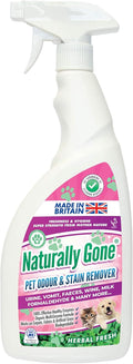 airpure NATURALLY GONE Pet Odour Eliminator, Heat Sealed Cap, Enzyme Cleaner Removes Smells and Stains, Cat Litter Freshener, Works on Urine, Vomit, Faeces and More - HERBAL FRESH Fragrance