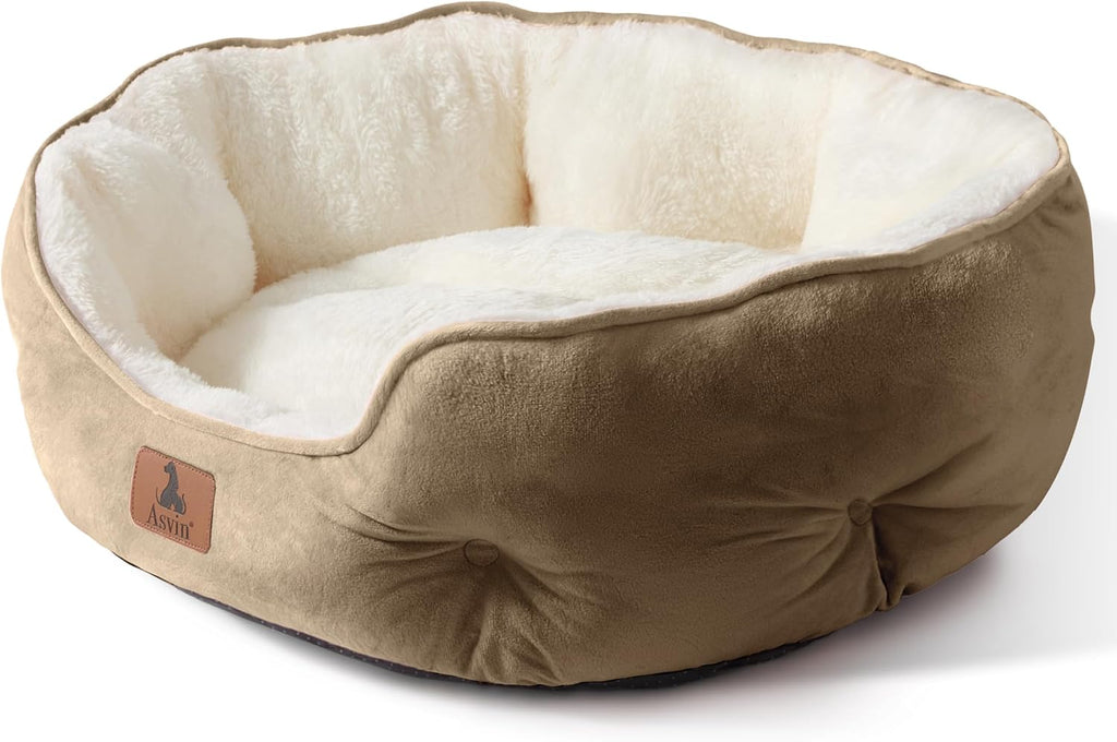 Medium Dog Bed for Medium Dogs, Cat Beds for Indoor Cats, Pet Bed for Puppy and Kitty, Extra Soft & Machine Washable with Anti-Slip & Water-Resistant Oxford Bottom, Grey, 25 inches