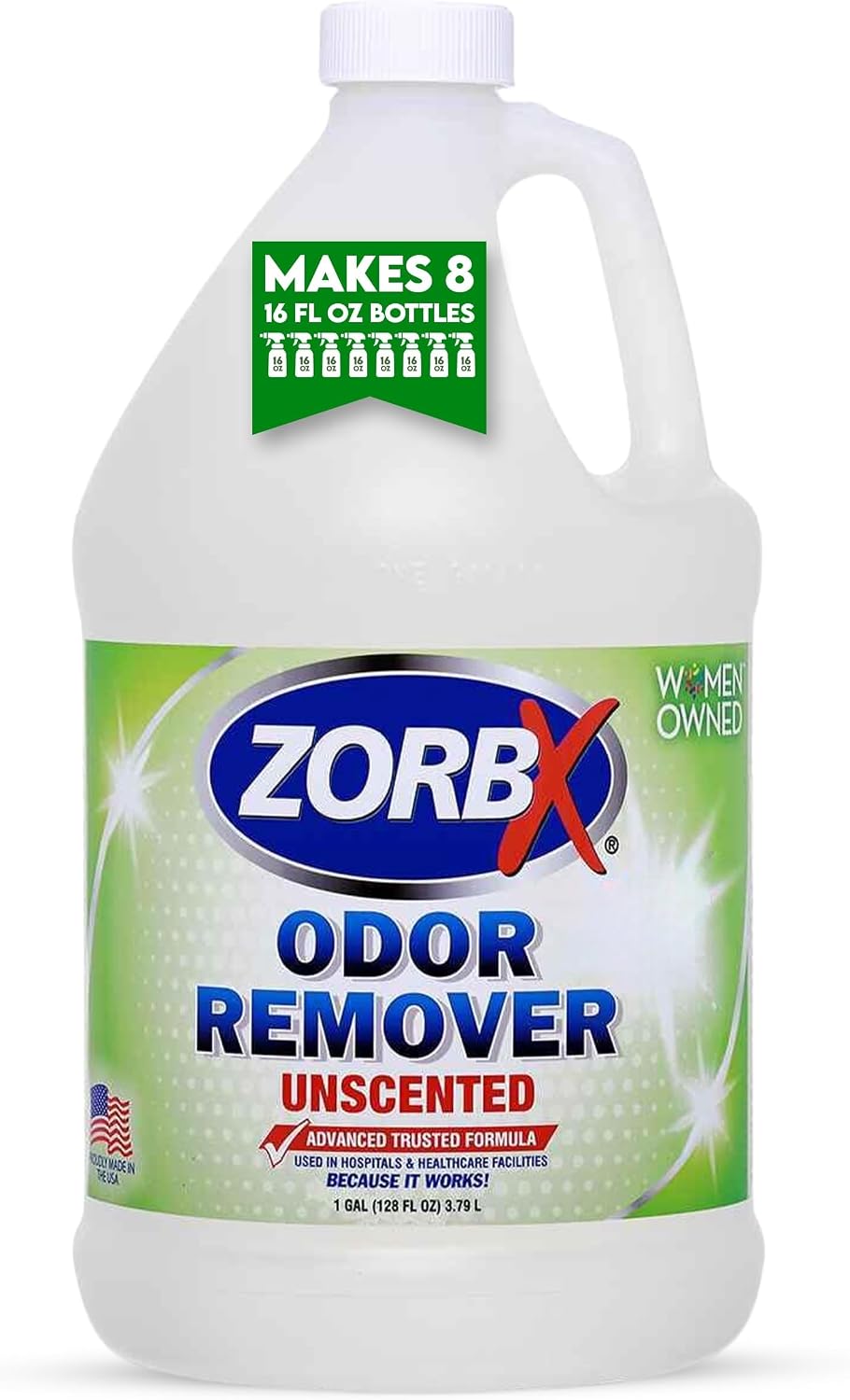 ZORBX Unscented Odor Remover 128 Oz Refill, Hospital-Grade Formula