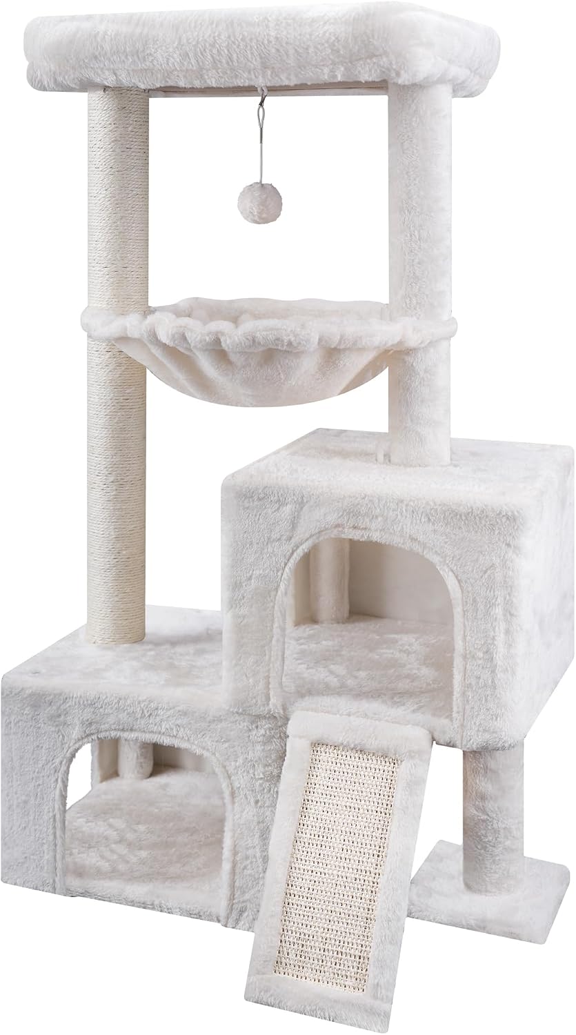 AIWIKIDE 37.4" Cactus Cat Tree Tower with Twin Cat Condos for Indoor Cats, All-in-One Activity Center with Cat Scratching Post Cozy Sleeping Perch Hammock and Toy Balls,Green