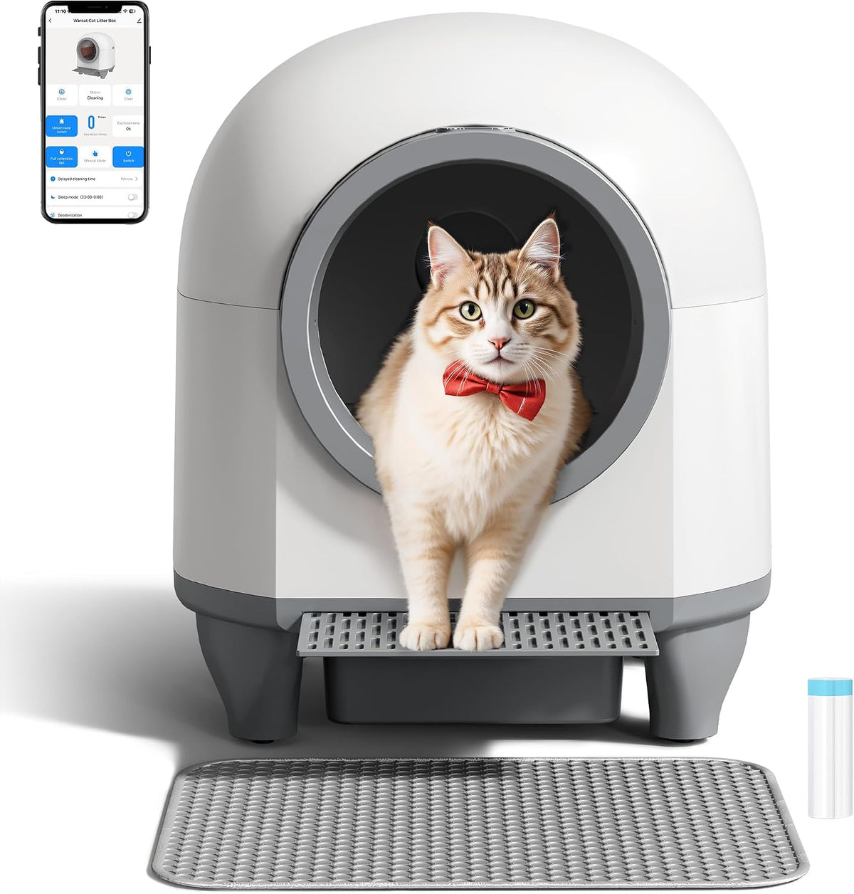 WARCAT Self-Cleaning Litter Box – 90L, APP, Sensors, Gray