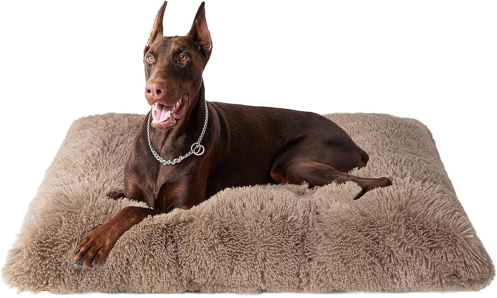 EHEYCIGA Fluffy Dog Crate Bed, Plush Extra Large Dog Pillow, Grey