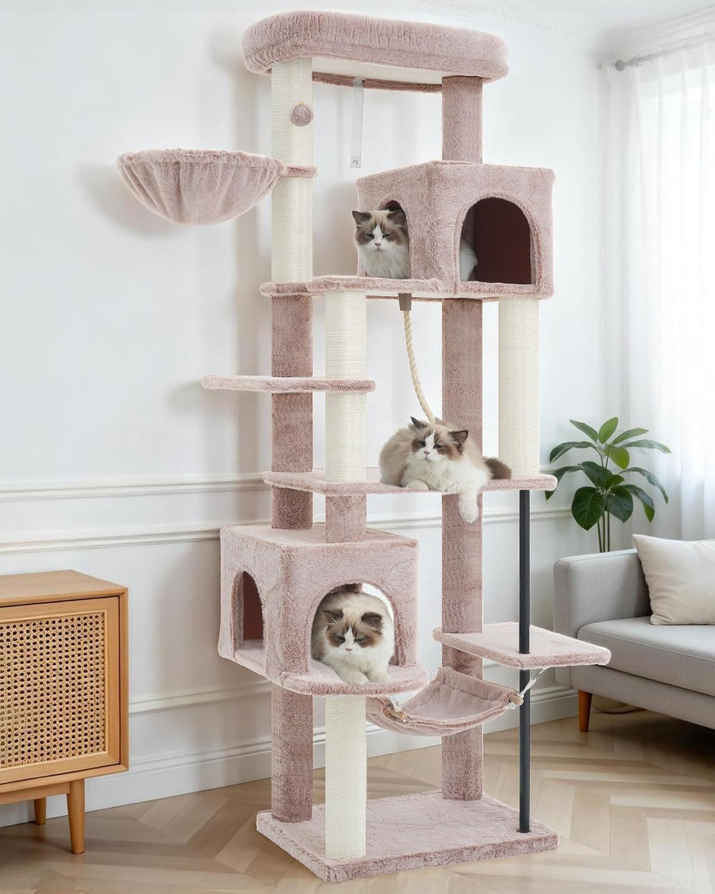 Cat Tree, Cat Tower for Indoor Cats, 43.3 inch Cat Tree Tower with Sturdy Steel Tube, Hammock, Cat Condo for Small Cats and Kittens, Scratching Post, Smoky Gray GCT004SG