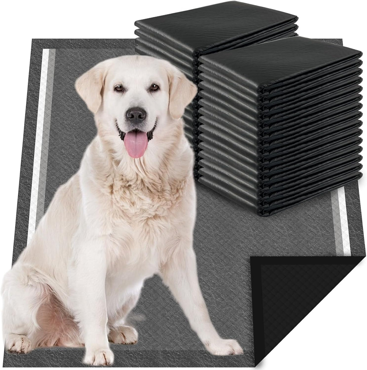 Dogcator Charcoal Dog Pee Pads Extra Large 28“x34”, Puppy Pads XL 30 Count, Potty Pads for Dogs, Disposable Urine Bed Pads for Odor-Control, X-Large Piddle Underpads, Training Liners for Housebreaking