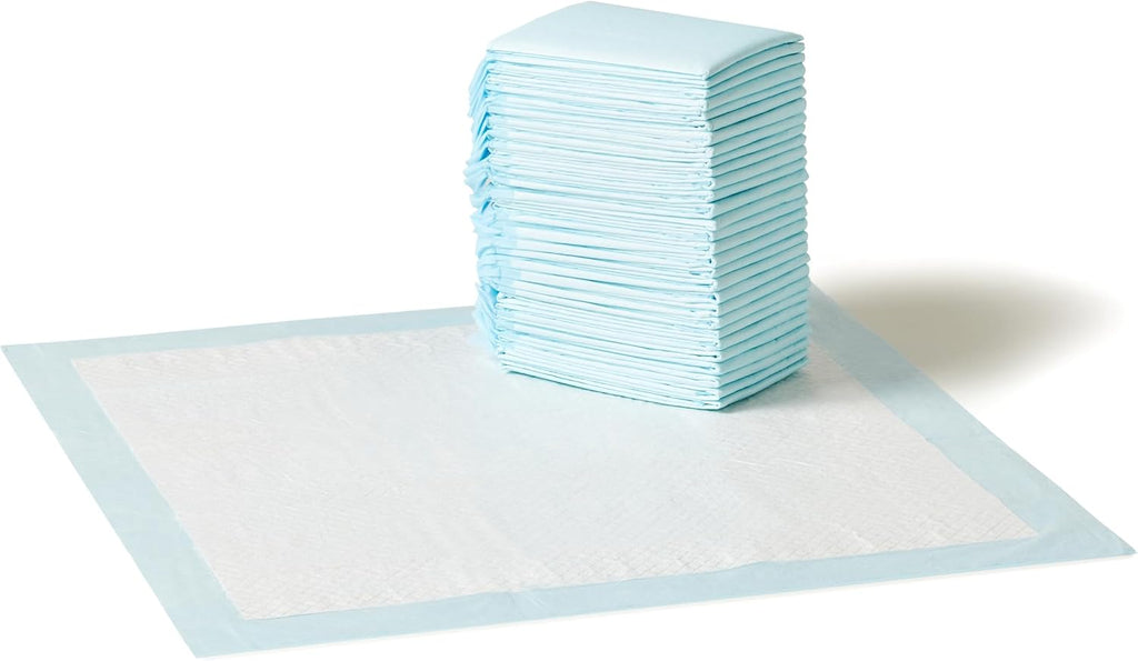 Basics Leak-Proof Dog and Puppy Potty Training Pee Pads with Quick-Dry 5-Layer Design, X-Large Size 28 x 34 Inch, Blue & White, 40-Pack
