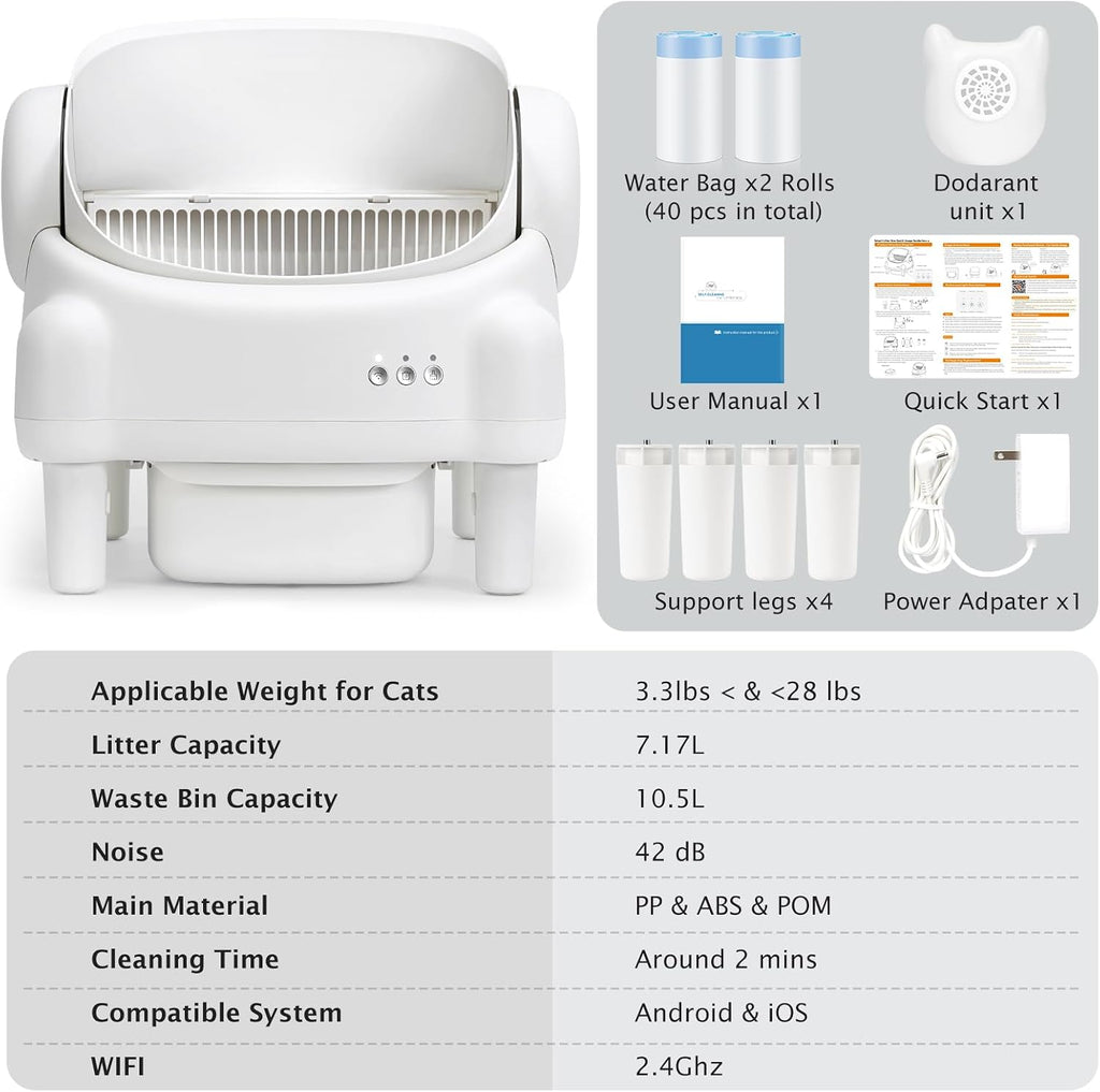 Paruuntys Automatic Litter Box,Safety Sensor,App Control,Open-top Design