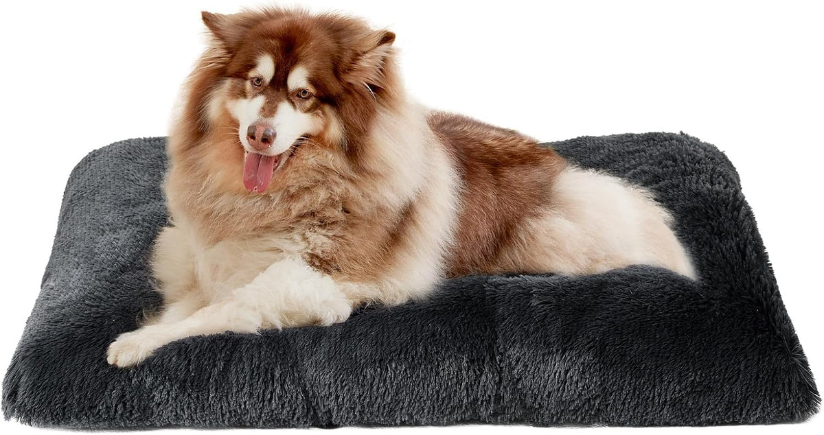 EHEYCIGA Fluffy Dog Crate Bed, Plush Extra Large Dog Pillow, Grey