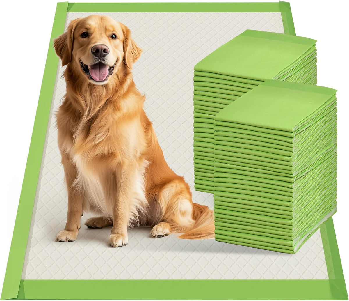 Disposable Dog Pee Pads, XL 28"x34", All Edge-Wrapped, ECO Green, Thick Pad