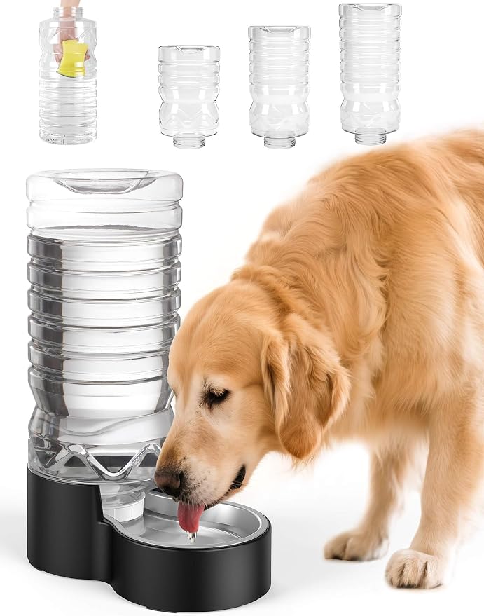 Heouvo 2.5 Gal Gravity Dog Water Dispenser with Wide-Mouth Tank(9.5L-Black)