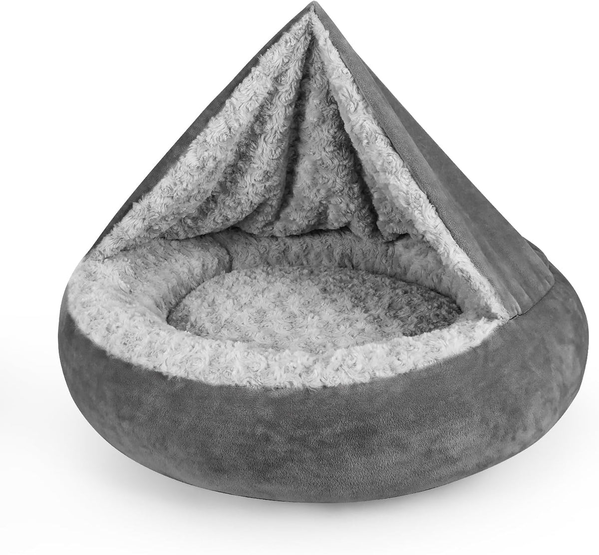 JOEJOY Small Dog Bed Cat Bed with Hooded Blanket, Cozy Cuddler Luxury Puppy Pet Bed, Donut Round Calming Anti-Anxiety Dog Burrow Cave Bed - Anti-Slip Bottom and Machine Washable 23 inch
