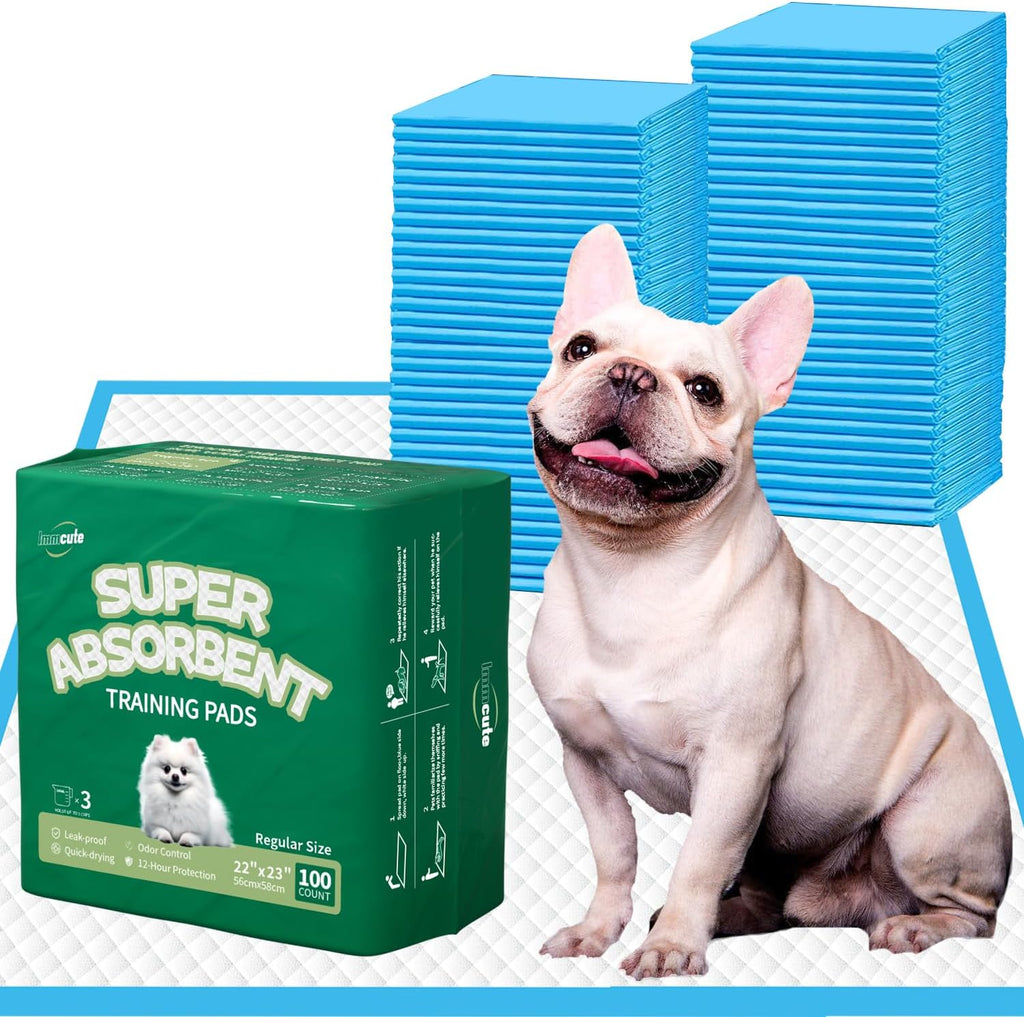 Puppy Pads 22"x23" 100 Count | 6-Layer Leak-Proof & Super Absorbent Dog Training Pads | Disposable Potty Pads for Puppies, Dogs, Cats & Rabbits | Blue & White