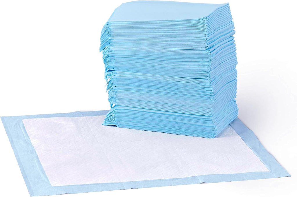 Basics Leak-Proof Dog and Puppy Potty Training Pee Pads with Quick-Dry 5-Layer Design, X-Large Size 28 x 34 Inch, Blue & White, 40-Pack