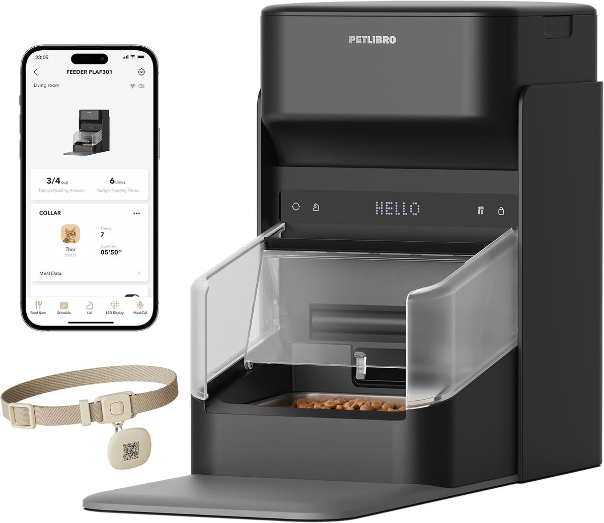 PETLIBRO RFID Automatic Cat Feeder, Collar Tag-Activated Personalized Meals, 5G&2.4G Wi-Fi Programmable Cat Food Dispenser with Cats Recognition & Diet Tracking for Multi-Pet Homes and Different Diets