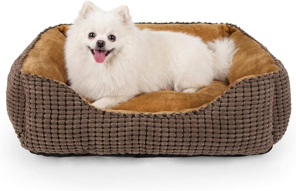 MIXJOY Dog Bed for Large Medium Small Dogs, Rectangle Washable Sleeping Puppy Bed, Soft Calming Cat Beds for Indoor Cats, Orthopedic Pet Sofa Bed, Anti-Slip Bottom with Multiple Size (25'', Grey)