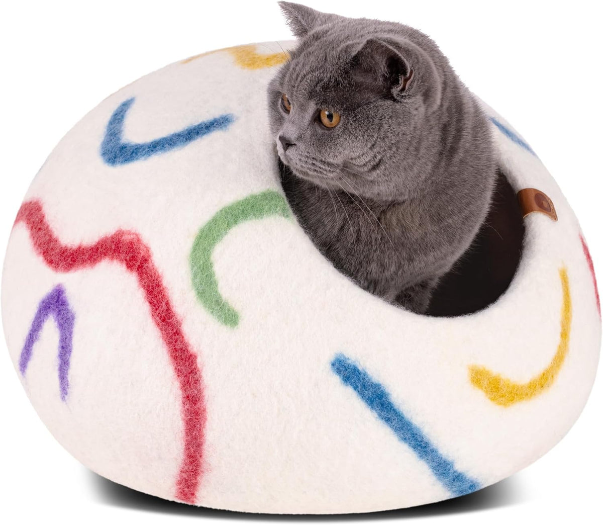 Cat Cave - Merino Wool Bed for Indoor Cats (Light Gray, Medium)