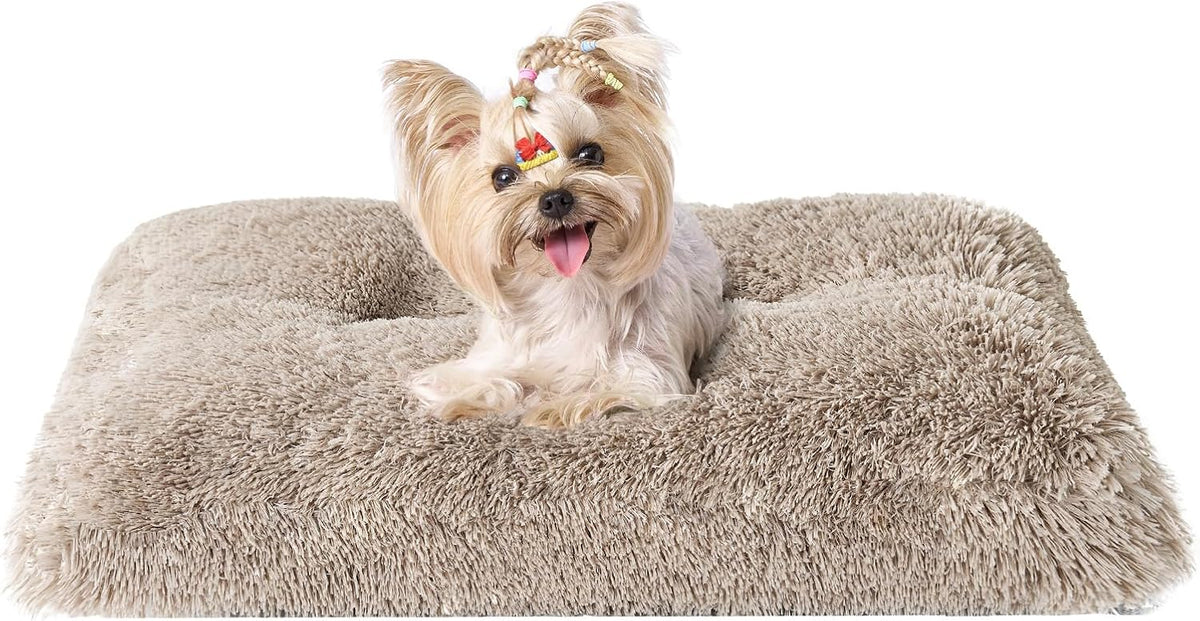 EHEYCIGA Fluffy Dog Crate Bed, Plush Extra Large Dog Pillow, Grey
