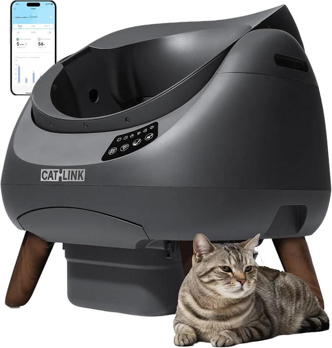 CATLINK Self Cleaning Cat Litter Box Open-X, 5G & 2.4G WiFi, Safe