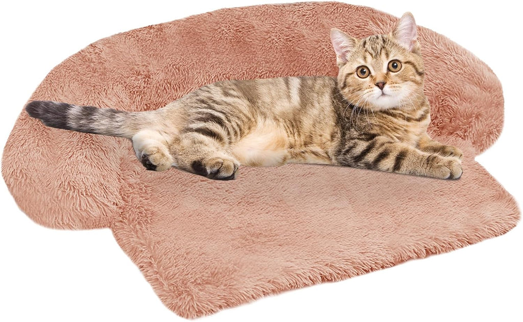 Calming Dog Bed Fluffy Plush Dog Mat for Furniture Protector with Removable Washable Cover for Large Medium Small Dogs and Cats (Large, Light Grey)
