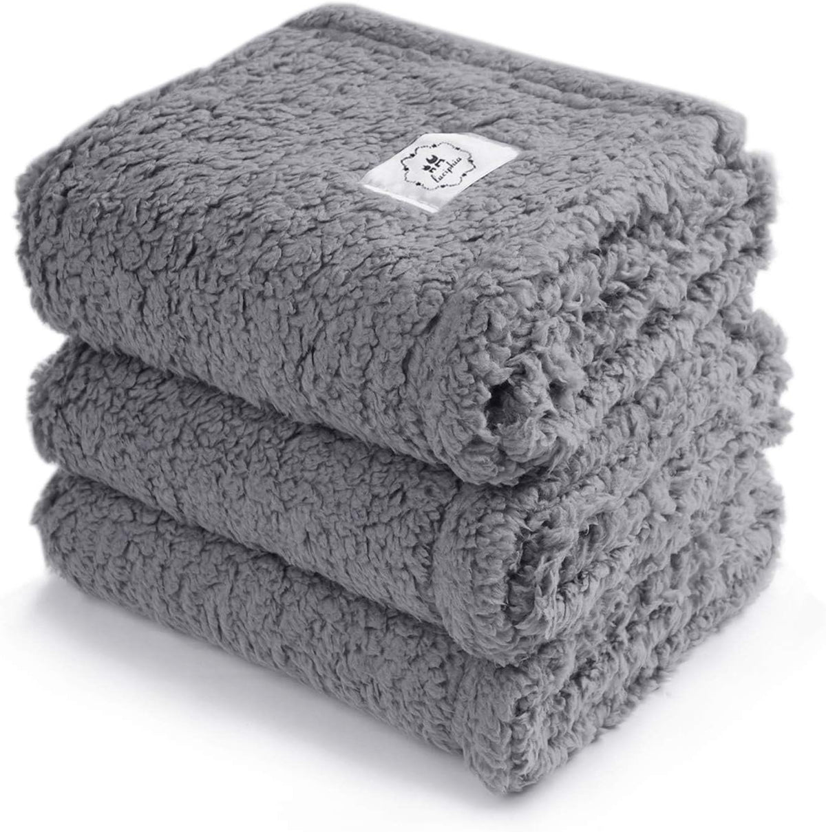 1 Pack 3 Calming Blankets Fluffy Premium Fleece Pet Blanket Soft Sherpa Throw for Dog Puppy Cat Beige Medium (30" x20'')