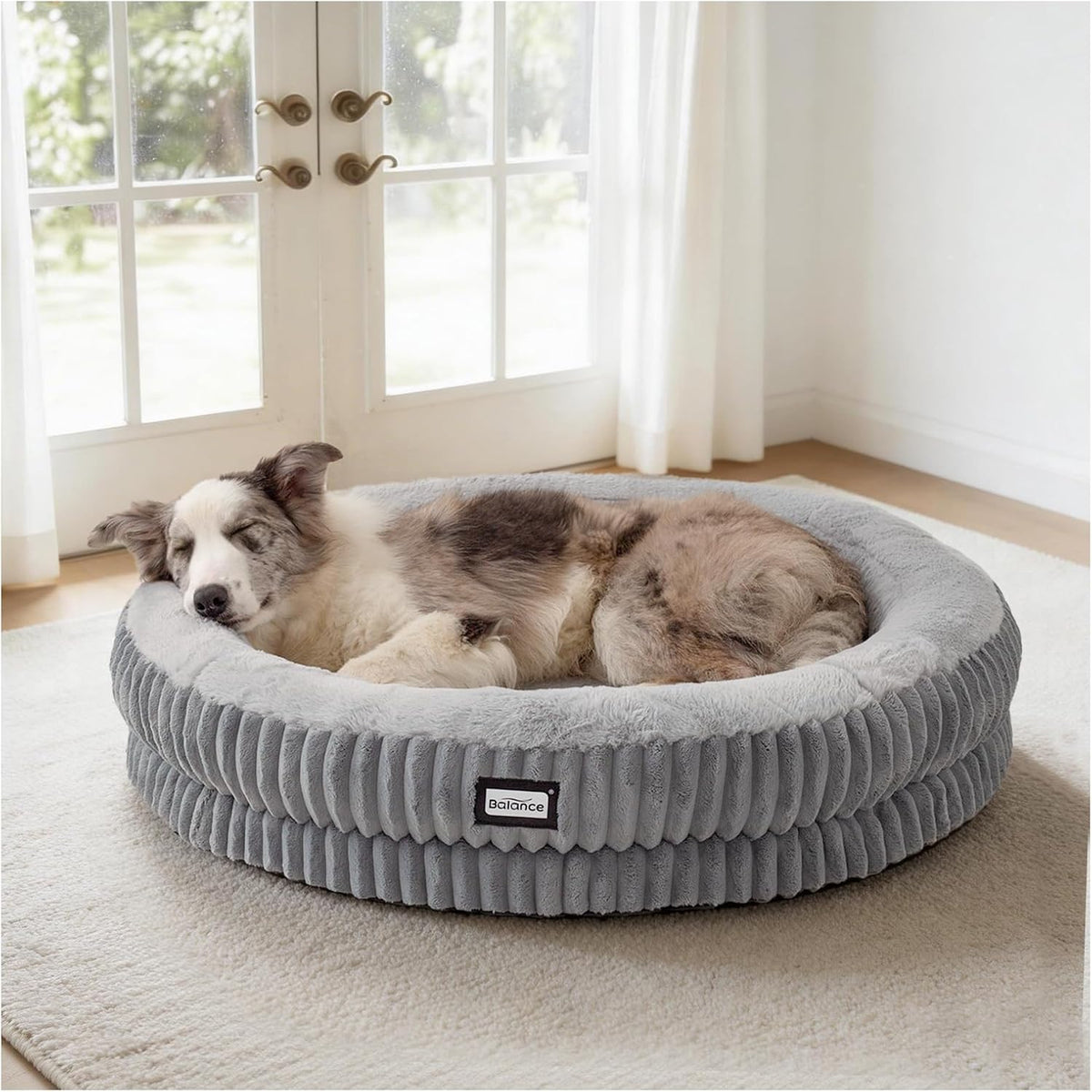 BALANCE Cat Bed Kitten Bed, Washable Round Cat Beds for Indoor Cats, Super Soft Plush Faux Fur Pet Bed for Puppy and Kitten with Anti-Slip Bottom