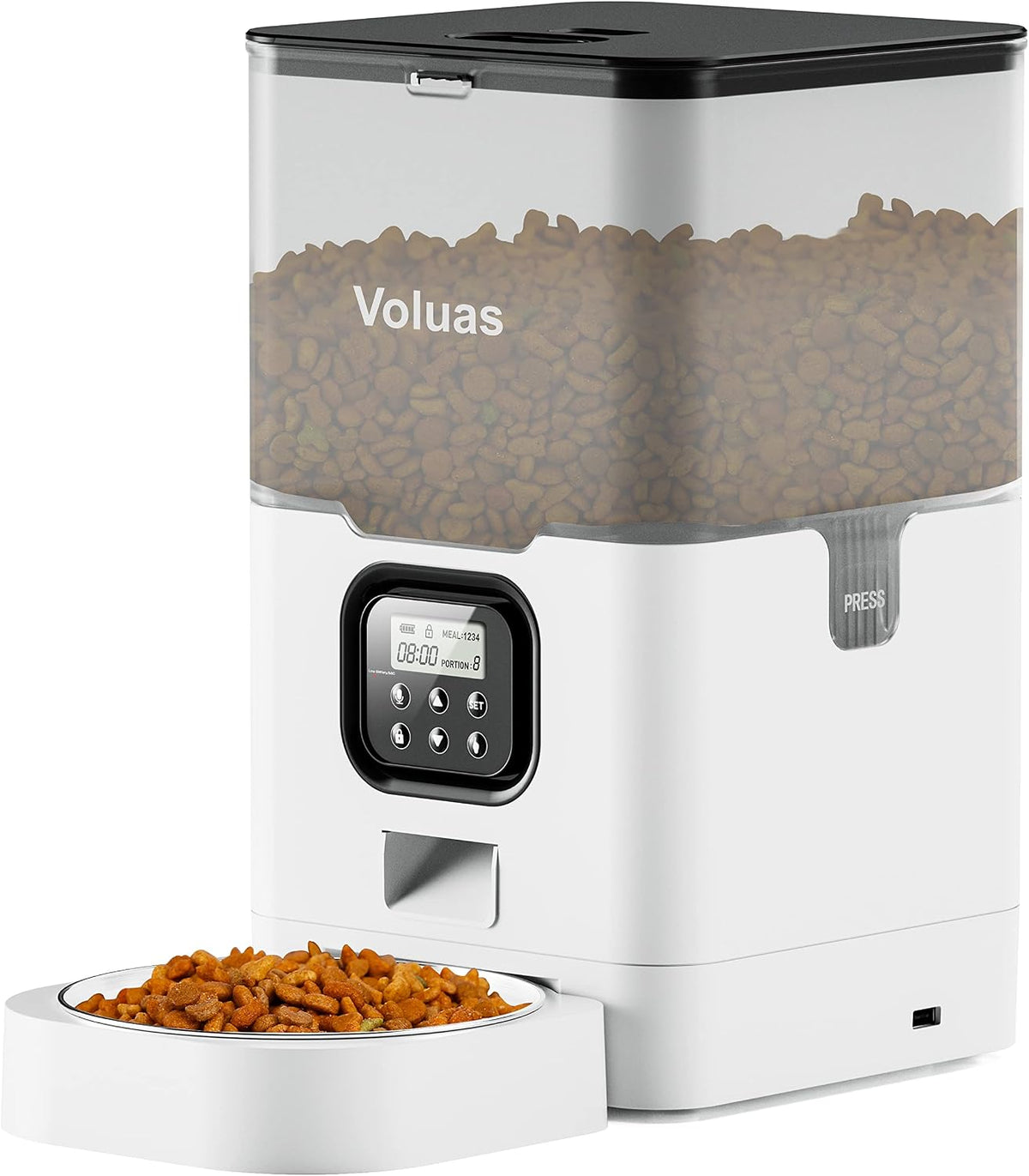 VOLUAS Automatic Cat Feeder, 4L Timed Dry Food Dispenser for Cats & Dogs